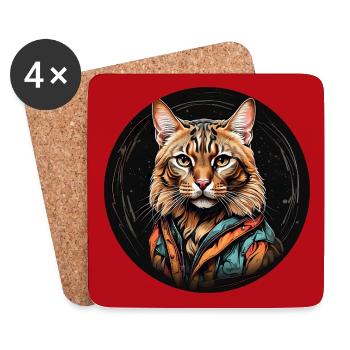 Bengalkatze Portrait in Aquarelltechnik - Untersetzer (4er-Set) - Weiß - Vorne
