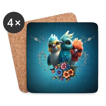 Le gang de l’oiseau heureux - Dessous de verre (lot de 4) - blanc - Devant