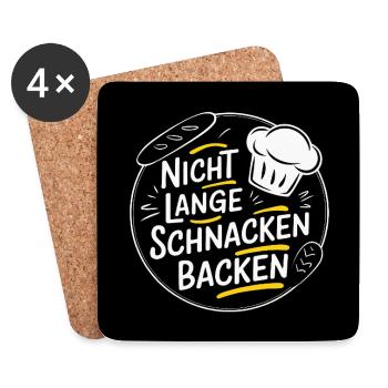 Bäcker mit Herz und Seele. Nicht lange schnacken - Untersetzer (4er-Set) - Weiß - Vorne