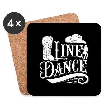 Line Dancing Country Dance - Line Dance Tanzen - Coasters (set of 4) - white - Front