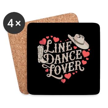 Line Dancing Country Dance - Line Dance Tanzen - Coasters (set of 4) - white - Front