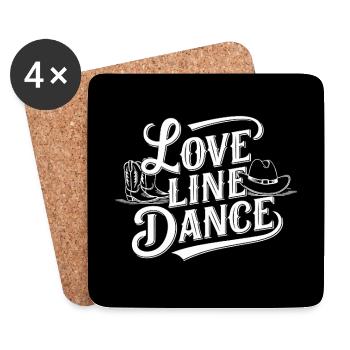 Line Dancing Country Dance - Line Dance Tanzen - Coasters (set of 4) - white - Front