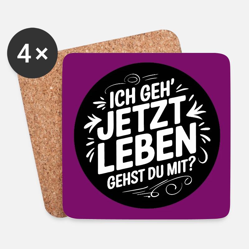Ich gehe leben gehst Du mit? Lebensfreude - Untersetzer (4er-Set) - Weiß