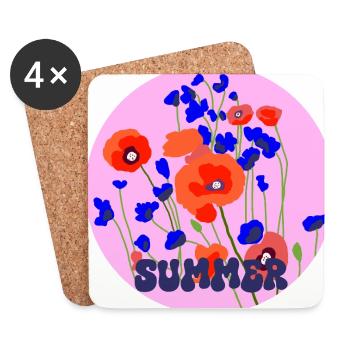 Sommer Mohn - Untersetzer (4er-Set) - Weiß - Vorne