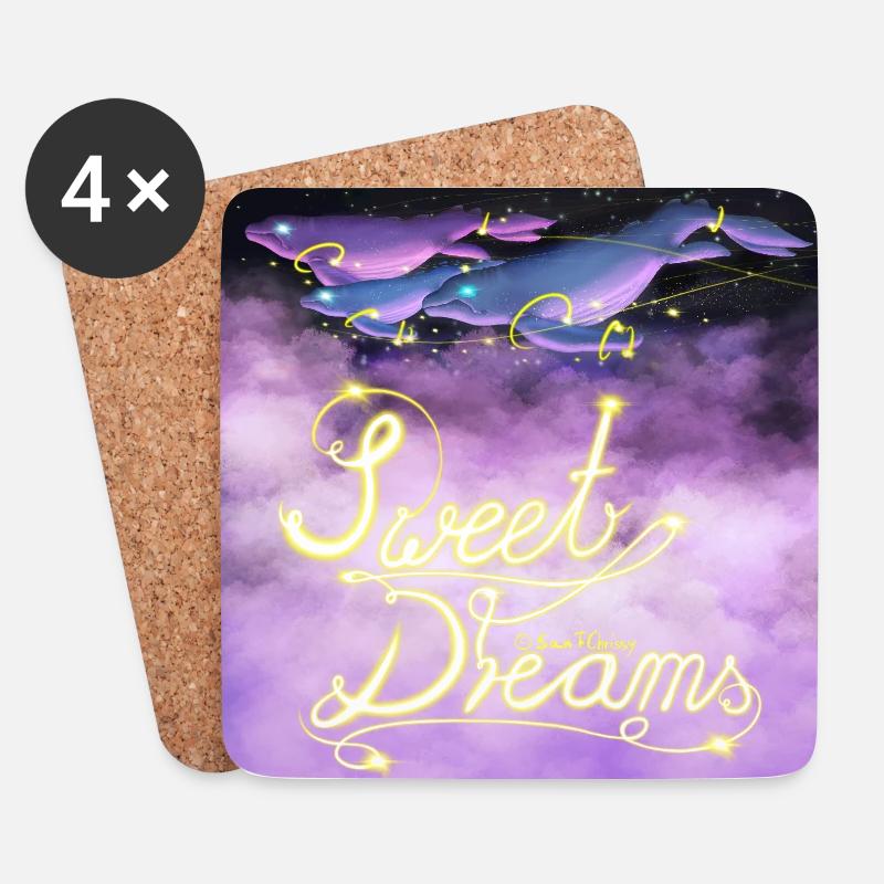 Sweet Dreams Space-Whale - Untersetzer (4er-Set) - Weiß