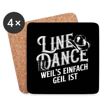 Line Dance weil's cool ist Tanzen ist Freude - Untersetzer (4er-Set) - Weiß - Vorne