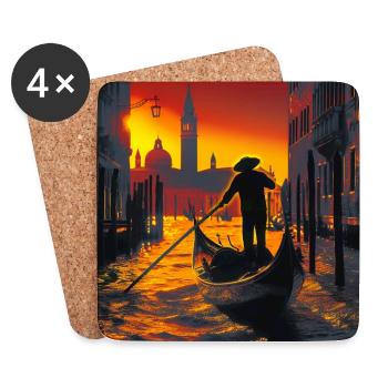 Venise Gondolier - Dessous de verre (lot de 4) - blanc - Devant