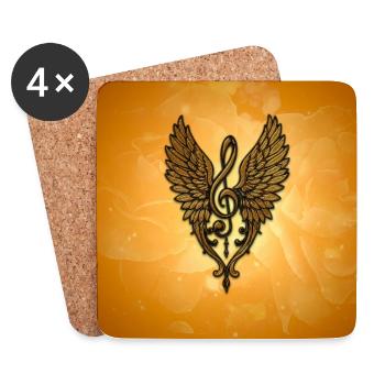 The soul of the melody, a golden clef with wings. - Coasters (set of 4) - white - Front