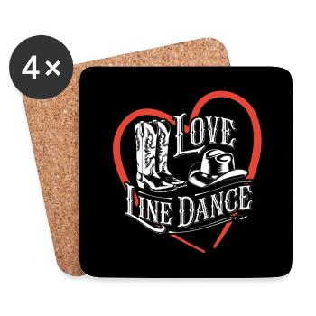 Line Dance Button Magnet Linedance Tanzhobby - Untersetzer (4er-Set) - Weiß - Vorne