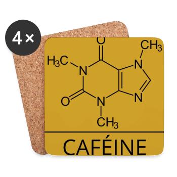 molécule de caféine - Dessous de verre (lot de 4) - blanc - Devant
