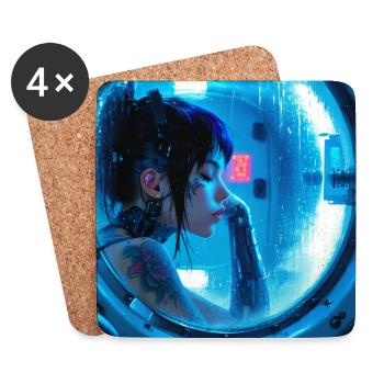 N-dless Nights: Cyberpunk girl in stasis chamber - Coasters (set of 4) - white - Front