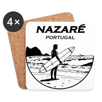 Nazare Portugal Surfer Stempel - Untersetzer (4er-Set) - Weiß - Vorne