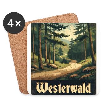 Westerwald Waldweg - Untersetzer (4er-Set) - Weiß - Vorne