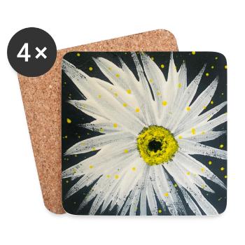 Edelweiss-black-white design - Coasters (set of 4) - white - Front