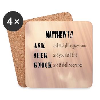 Matthew 7:7 - Coasters (set of 4) - white - Front