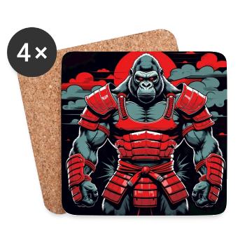 Primal Ronin – Der Samurai-Gorilla - Untersetzer (4er-Set) - Weiß - Vorne