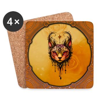 Ornamental elegance: Portrait of a cat. - Coasters (set of 4) - white - Front