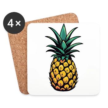 Ananas - Dessous de verre (lot de 4) - blanc - Devant