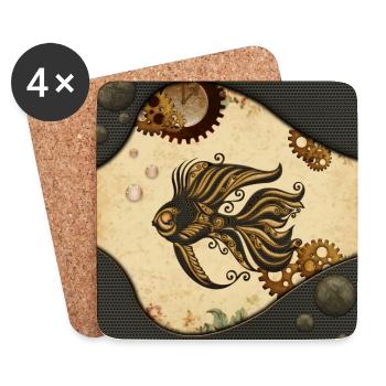 La merveille mécanique de l’océan : un poisson steampunk - Dessous de verre (lot de 4) - blanc - Devant