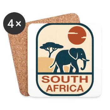 South Africa Elephant Africa - Coasters (set of 4) - white - Front