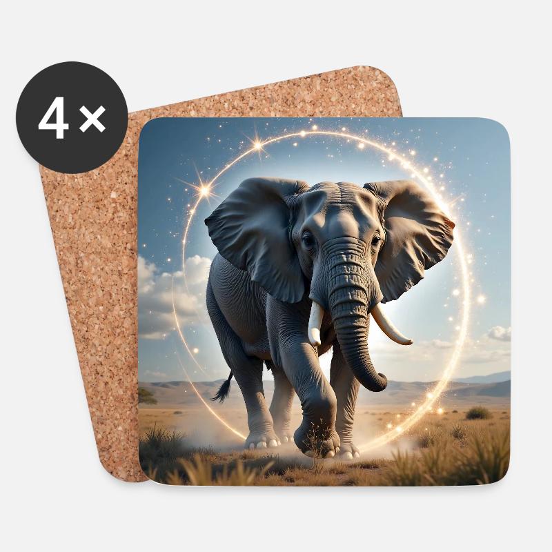 Krafttier Magischer Elefant - Untersetzer (4er-Set) - Weiß