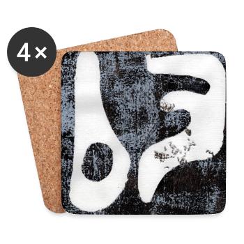Abstract Monoprint Art Print Tribal BFF - Coasters (set of 4) - white - Front