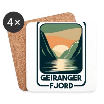 Geiranger Fjord - Dessous de verre (lot de 4) - blanc - Devant