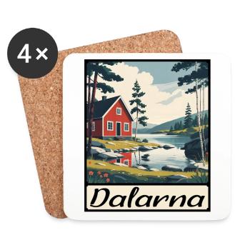 Dalarna Schweden Haus - Untersetzer (4er-Set) - Weiß - Vorne