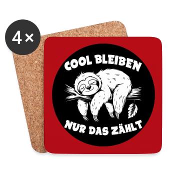 Cool bleiben immer mit der Ruhe lustiges Faultier - Untersetzer (4er-Set) - Weiß - Vorne