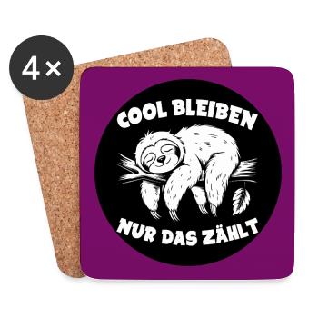 Cool bleiben immer mit der Ruhe lustiges Faultier - Untersetzer (4er-Set) - Weiß - Vorne