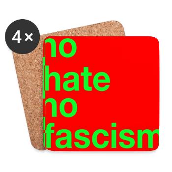 Pas de haine, pas de fascisme - Dessous de verre (lot de 4) - blanc - Devant