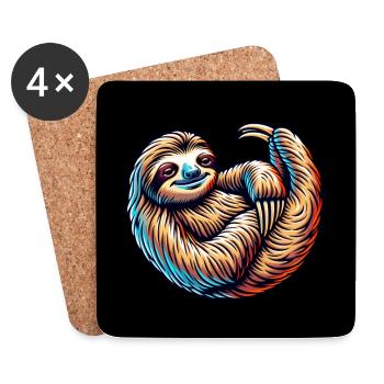 Stay cool always with the calm funny sloth - Coasters (set of 4) - white - Front
