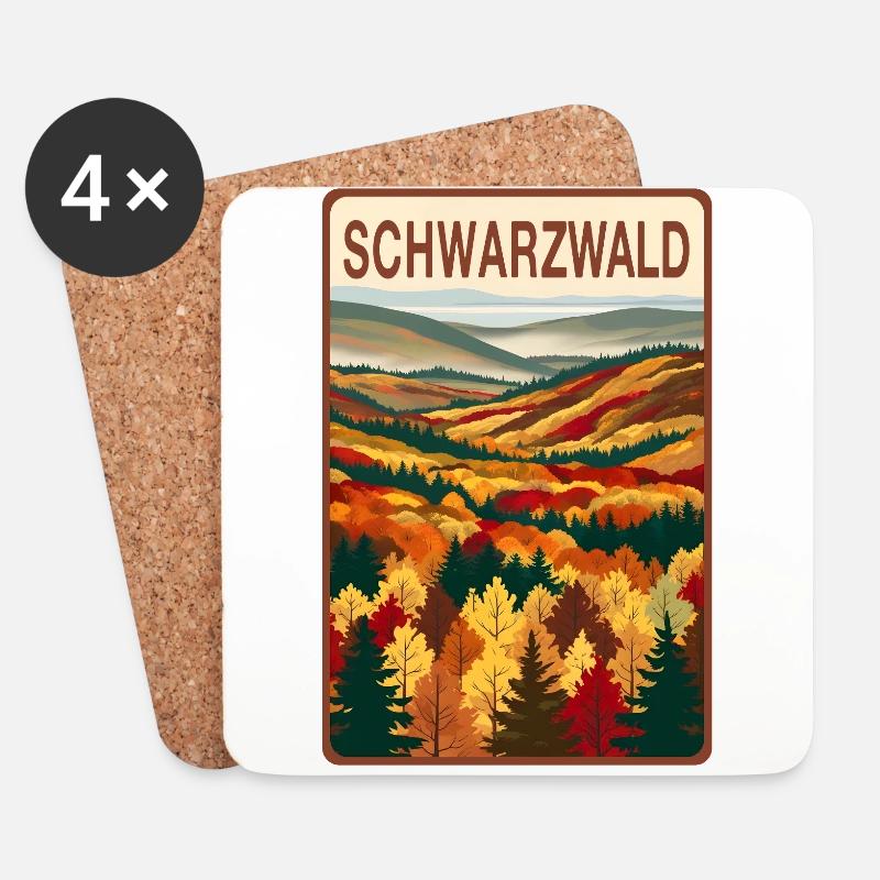 Schwarzwald - Untersetzer (4er-Set) - Weiß