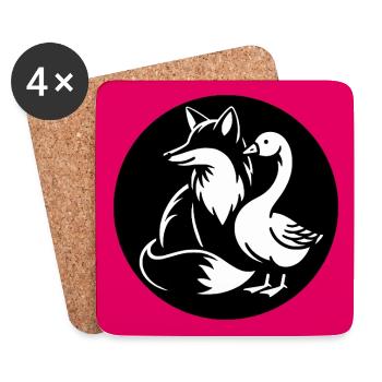 Fuchs und Gans in Freundschaft - Untersetzer (4er-Set) - Weiß - Vorne