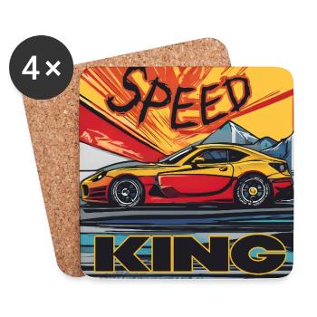 Speed King – yellow sports car - Coasters (set of 4) - white - Front