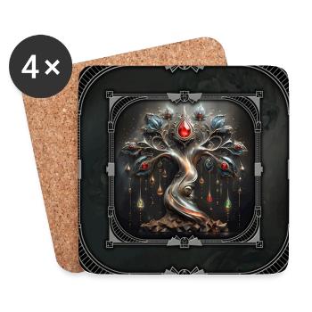 Art Deco design of the Tree of Life. - Coasters (set of 4) - white - Front