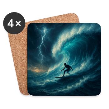 Storm Surfer - Surfen auf riesiger Welle - Untersetzer (4er-Set) - Weiß - Vorne