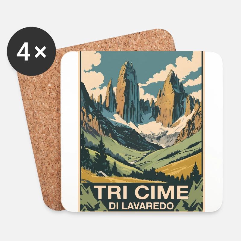 Tri Cime Dolomiten - Untersetzer (4er-Set) - Weiß