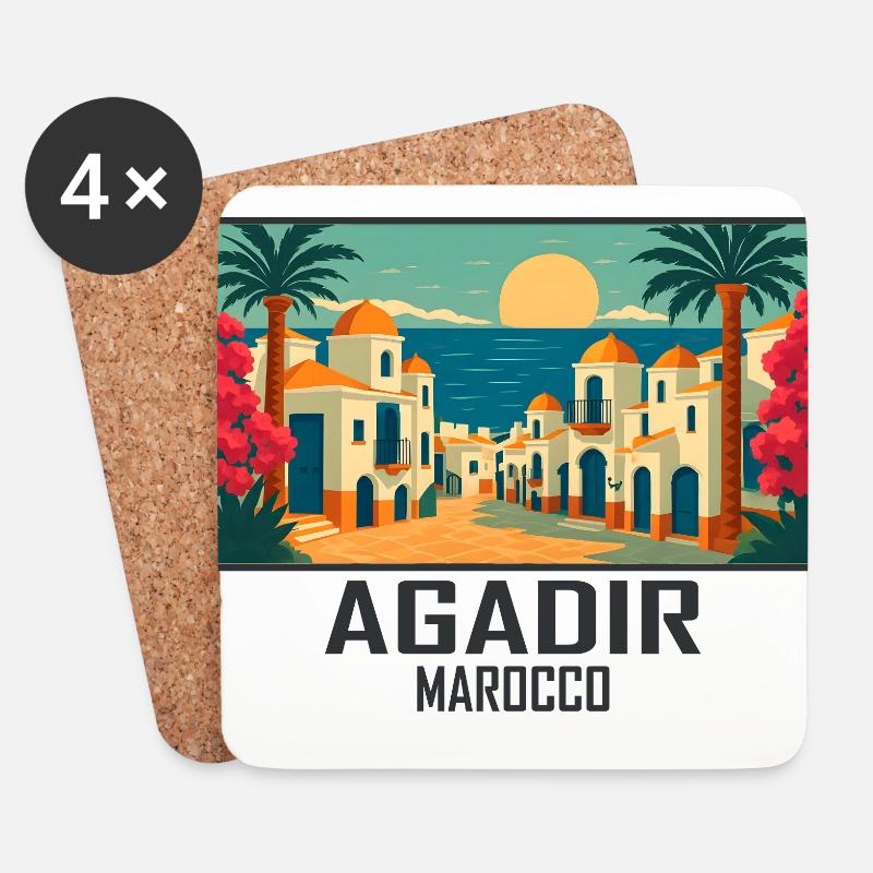 Agadir Marokko - Untersetzer (4er-Set) - Weiß