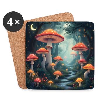 Mushroom Forest - Untersetzer (4er-Set) - Weiß - Vorne