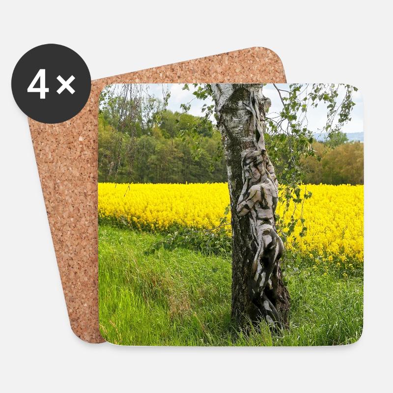 NatureArt RAPSBIRKEN - Untersetzer (4er-Set) - Weiß