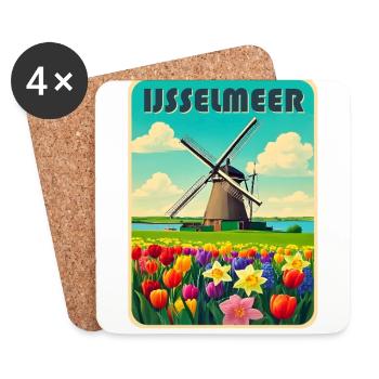 Ijsselmeer Holland Windmill - Coasters (set of 4) - white - Front