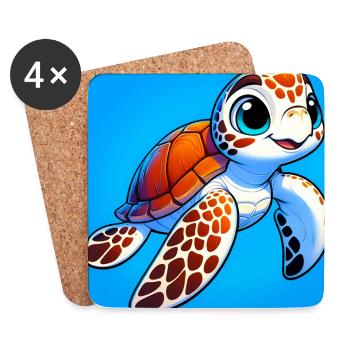 turtle - Coasters (set of 4) - white - Front