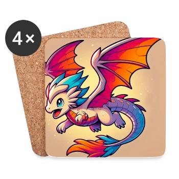 Drache - Untersetzer (4er-Set) - Weiß - Vorne