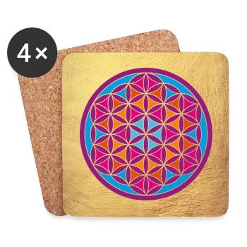 Flower of Life Gold Yoga Indien om Namaste Mandala - Untersetzer (4er-Set) - Weiß - Vorne
