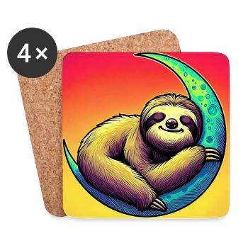 Sloth sleeps on the Moon - Coasters (set of 4) - white - Front