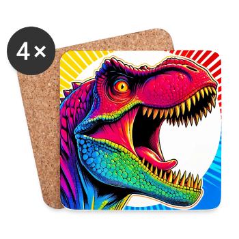 Dinosaurier - Untersetzer (4er-Set) - Weiß - Vorne