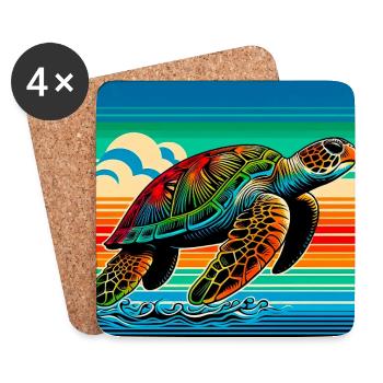 Schildkröte - Untersetzer (4er-Set) - Weiß - Vorne