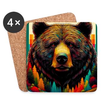 ours - Dessous de verre (lot de 4) - blanc - Devant