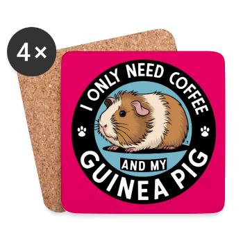 Kuscheliges Meerschweinchen mit Kaffeespruch - Untersetzer (4er-Set) - Weiß - Vorne